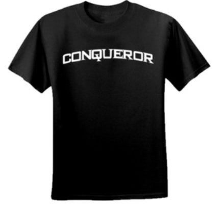 Black Conqueror shirt words